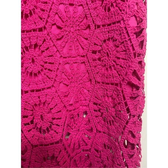 H&M straight leg crocheted hot pink pants size L - Picture 10 of 16